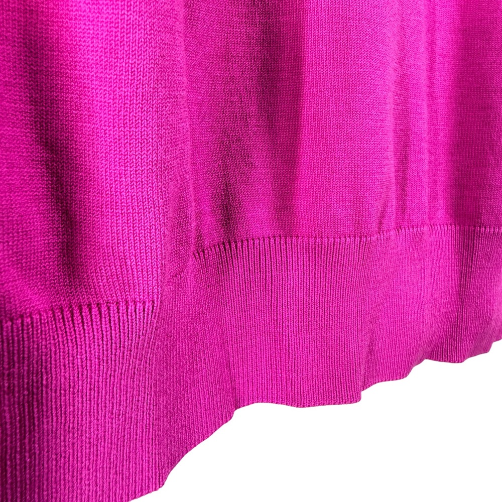 August Silk Womens Fuchsia Pink Crew Neck Long Sleeve Button Front Cardigan L - Picture 8 of 11